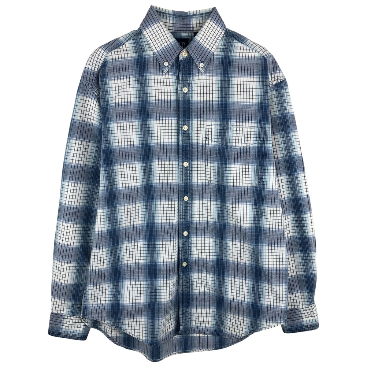 古着 90年代 ギャップ GAP オールドギャップ オンブレチェック 長袖 ボタンダウンチェックシャツ メンズM相当 ヴィンテージ/eaa611735