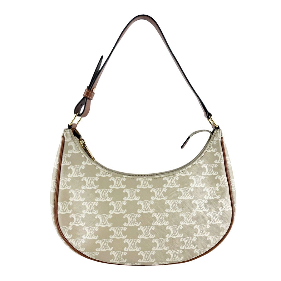 セリーヌ CELINE ハンドバッグ アヴァ バッグ PVCコーティングキャンバス/レザー ブラウン/グレージュ レディース【中古】 z10471