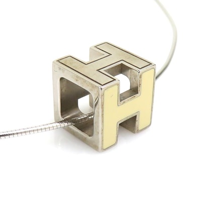 エルメス HERMES ネックレス カージュドアッシュ Hキューブ メタル アイボリー×シルバー レディース【中古】 h31951g