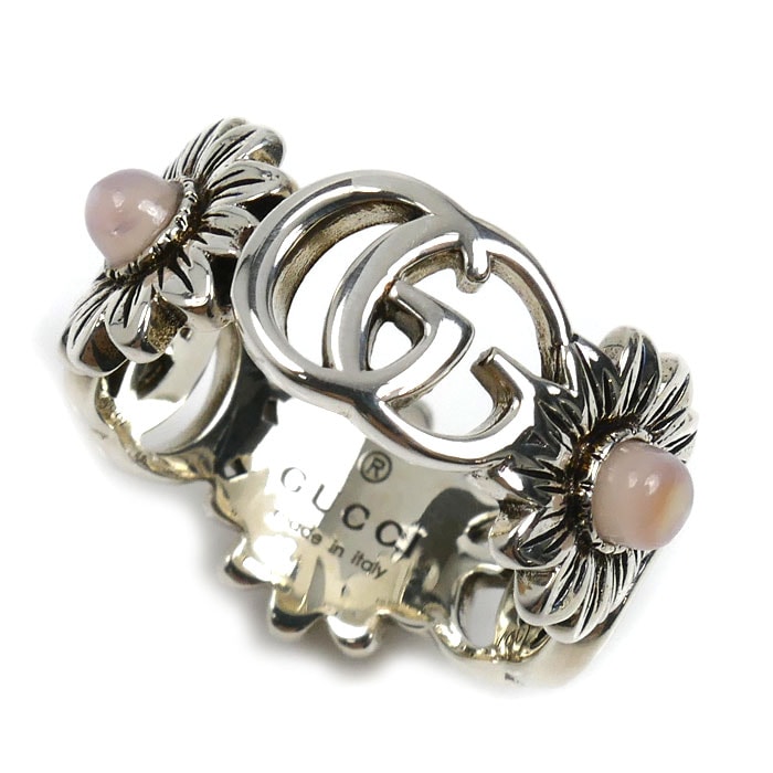 やや傷や汚れあり】GUCCI グッチ シルバー925 ダブルG フラワー リング