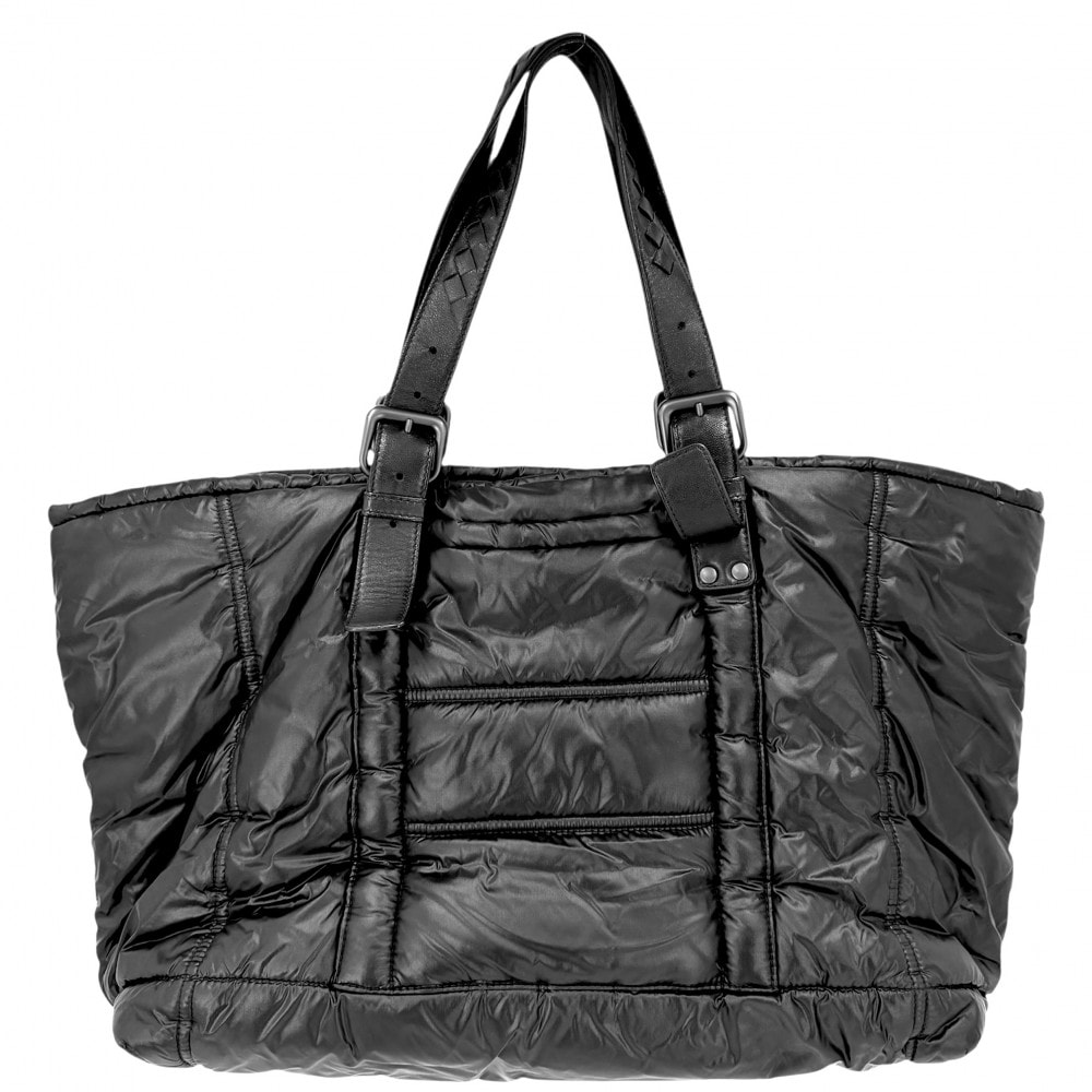 BOTTEGAVENETA ボッテガヴェネタ トートバッグ イントレチャート スピンネーカー ハンドバッグ 271681 ナイロン  レザー   ブラック 黒 ブラック金具 ユニセックス【中古品】