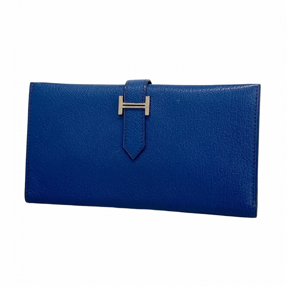 ★SALE【6eb1523】エルメス 長財布 ベアン シェブルミゾル ブルードマルト シルバー金具 □G刻印【中古】メンズ レディース ユニセックス