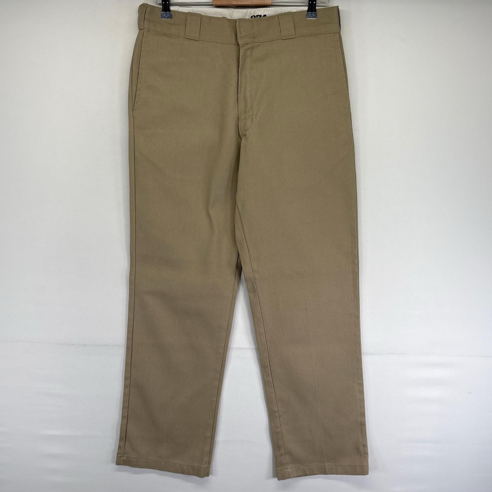 古着 ディッキーズ Dickies パンツ ストレート ワンポイントロゴ ワークパンツ ジッパーフライ 874 w32 L32  ベージュ系 メンズ