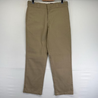 古着 ディッキーズ Dickies パンツ ストレート ワンポイントロゴ ワークパンツ ジッパーフライ 874 w32 L32 ベージュ系 メンズ