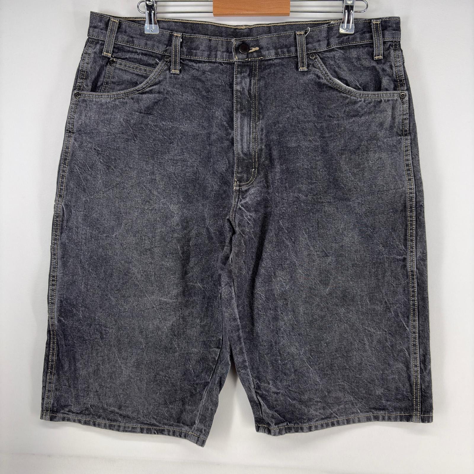 古着 ディッキーズ Dickies デニム ショートパンツ ペインター 大きいサイズ ハーフパンツ フェード グレー w38 ブラック系 メンズ