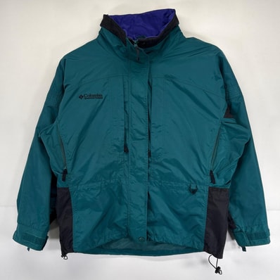 古着 コロンビア Columbia マウンテンジャケット ワンポイント刺繍 フルジップ アウトドア ブルゾン L ブラック レディース