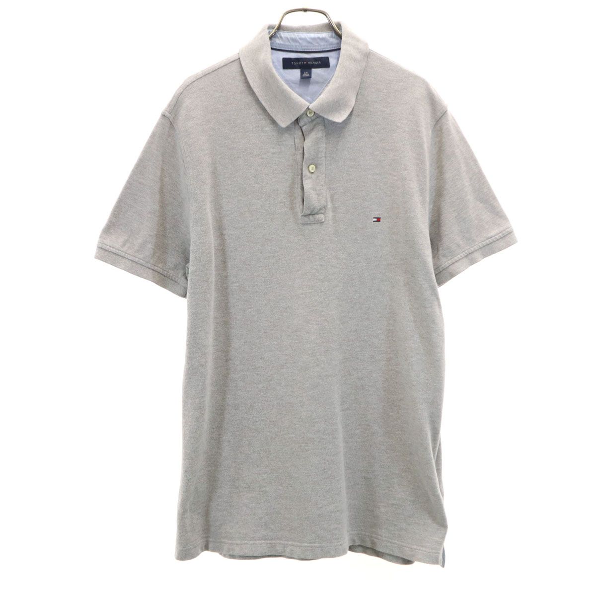 TOMMY HILFIGER トミーヒルフィガー 半袖 ポロシャツ L グレー 鹿の子