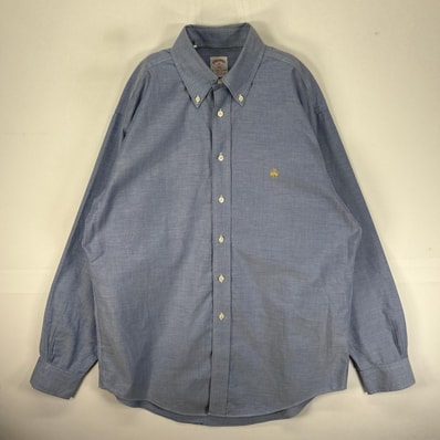 古着 ブルックスブラザーズ Brooks Brothers 長袖シャツ ボタンダウン ワンポイント M ブルー系 メンズ