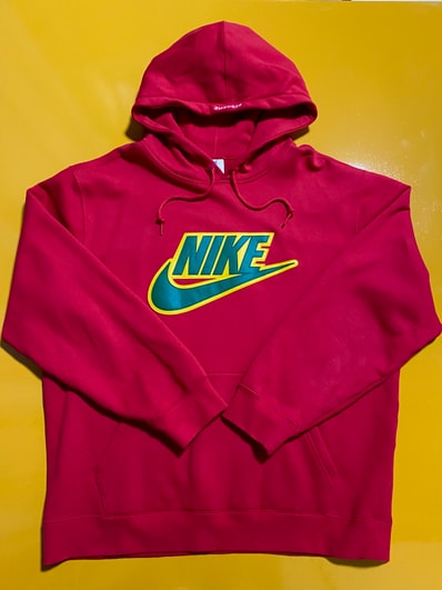 Supreme / Nike® Leather Appliqué Hooded Sweatshirt "Red"