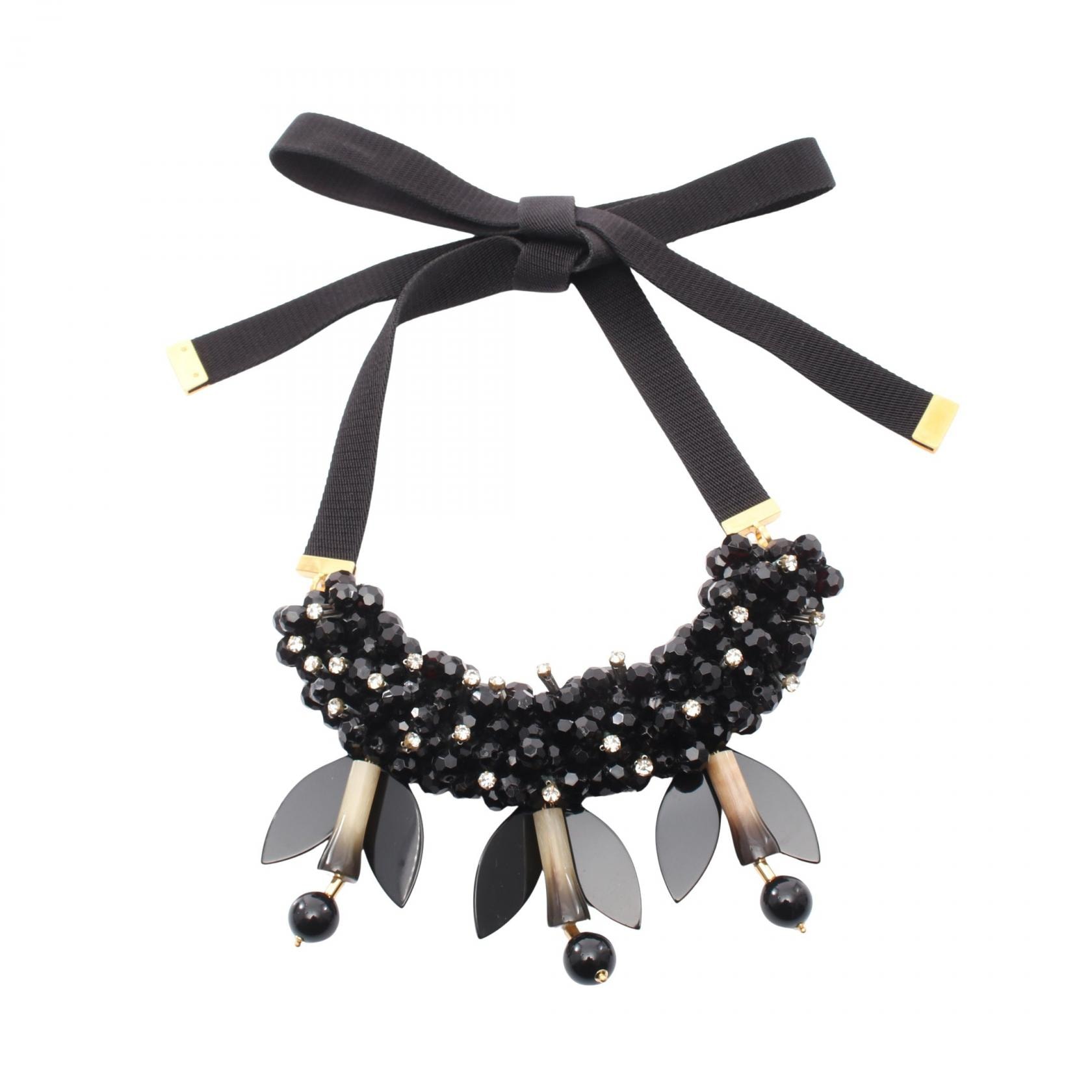 マルニ MARNI ビジュー チョーカー アクセサリー ファブリック / ラインストーン レディース ブラック系 【中古】