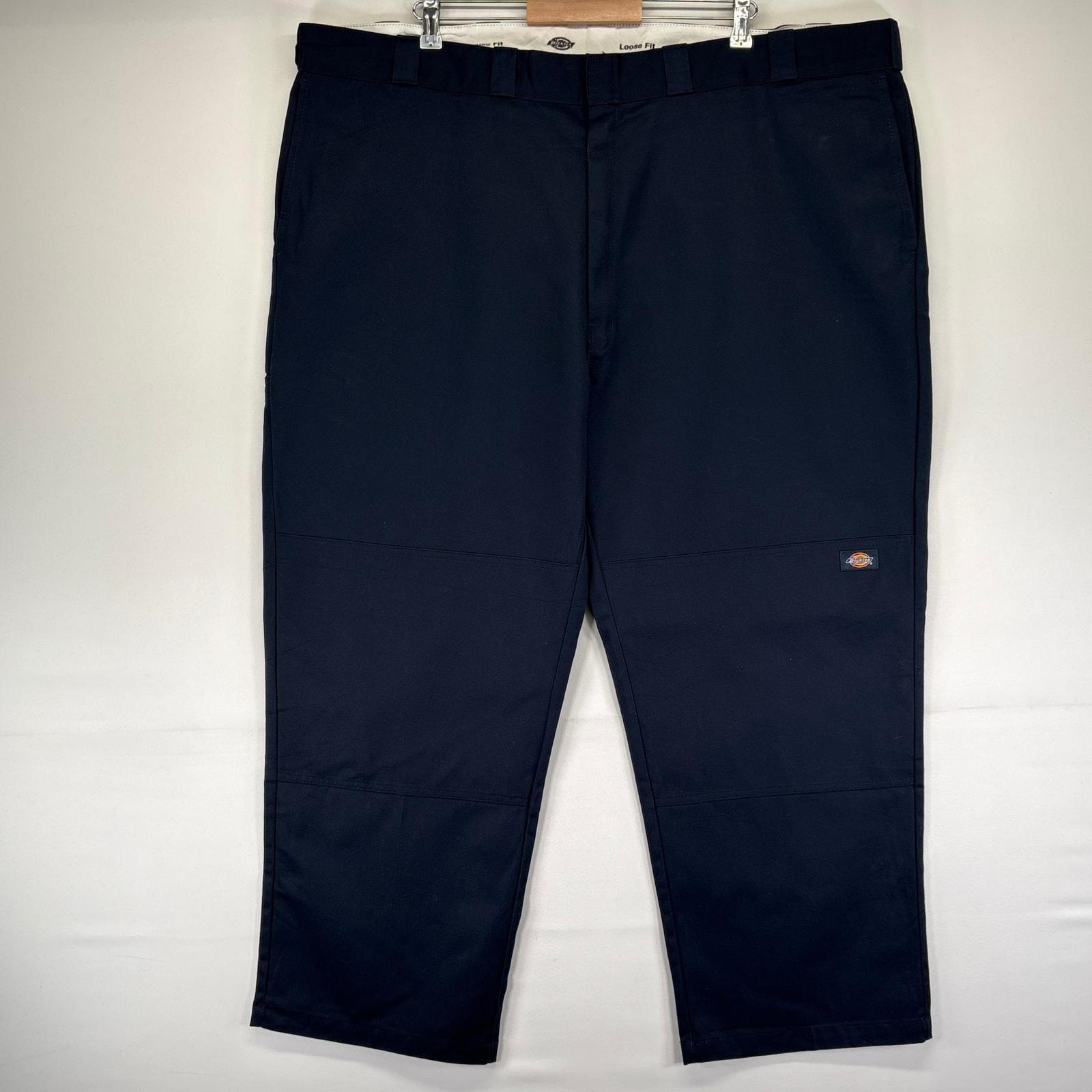 古着 ディッキーズ Dickies パンツ ワークパンツ ダブルニー ワンポイントロゴ ルーズフィット 大きいサイズ W50×L30  ネイビー系 メンズ