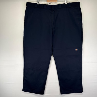 古着 ディッキーズ Dickies パンツ ワークパンツ ダブルニー ワンポイントロゴ ルーズフィット 大きいサイズ W50×L30 ネイビー系 メンズ