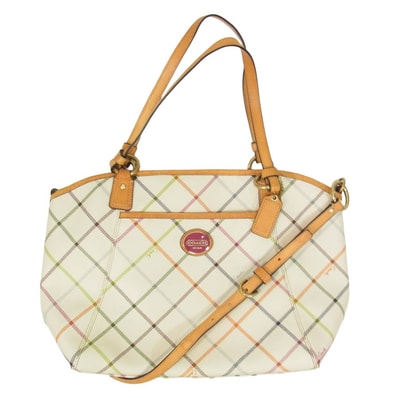 COACH コーチ F21924 2WAY レザー ショルダートート バッグ オフホワイト系【中古】