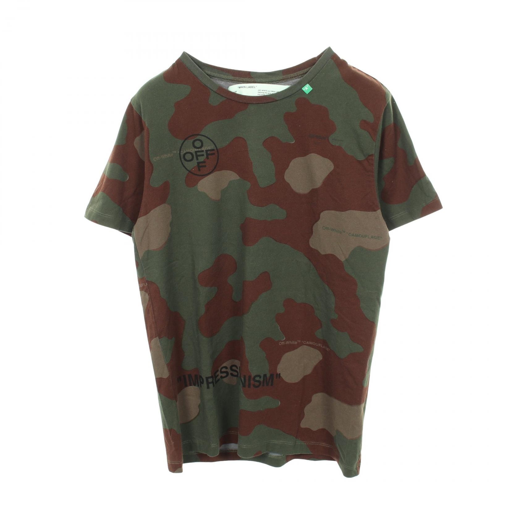 オフホワイト OFF-WHITE IMPRESSIONISM カモフラージュ 半袖Tシャツ 衣料品 トップス コットン メンズ グリーン系 / マルチカラー OMAA027R19185016 【中古】