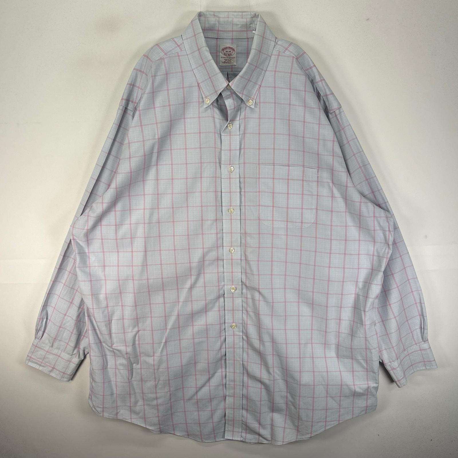 古着 ブルックスブラザーズ Brooks Brothers 長袖シャツ ボタンダウン 胸ポケット 2XL  ブルー系 チェック メンズ