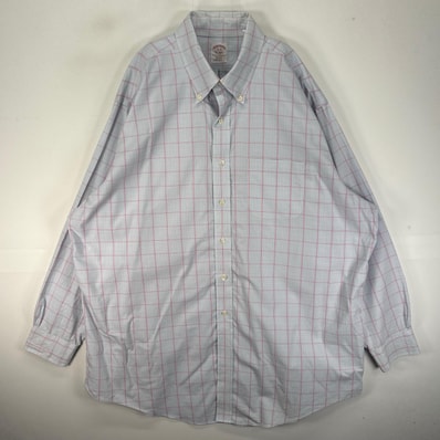 古着 ブルックスブラザーズ Brooks Brothers 長袖シャツ ボタンダウン 胸ポケット 2XL ブルー系 チェック メンズ