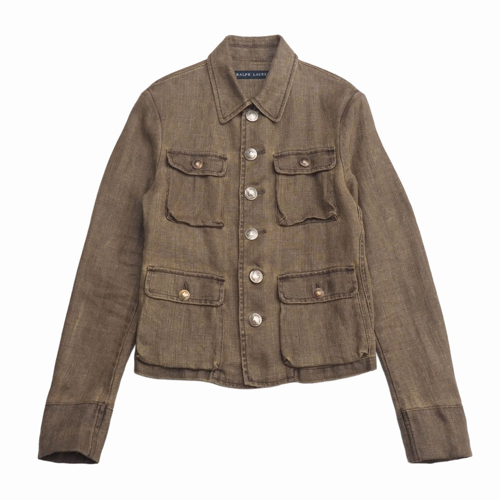 RALPH LAUREN ラルフローレン ジャケット サイズ9 総リネン コインボタン ブランド古着【中古】RA9866