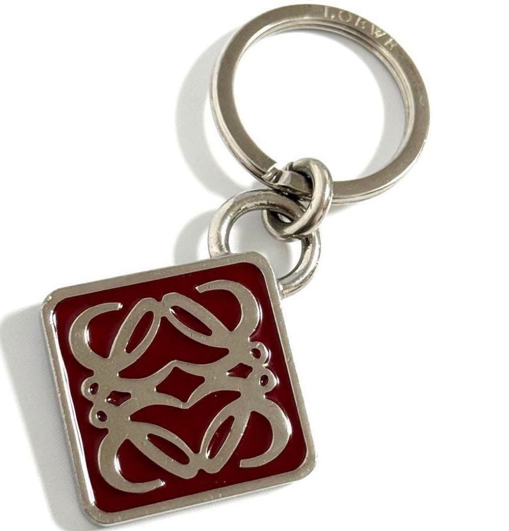 【ヴィンテージ】ロエベ メンズ キーホルダー キーリング アナグラム 赤