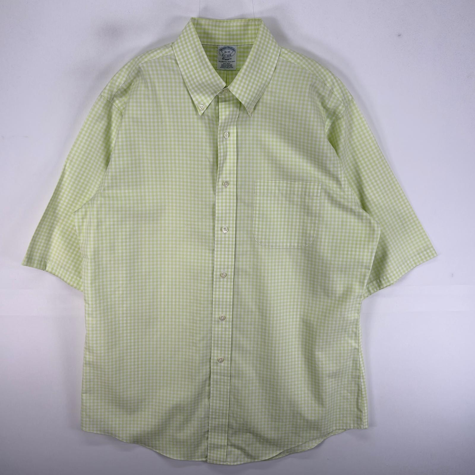 古着 ブルックスブラザーズ Brooks Brothers 半袖シャツ 胸ポケ CLASSIC L  グリーン系 チェック メンズ