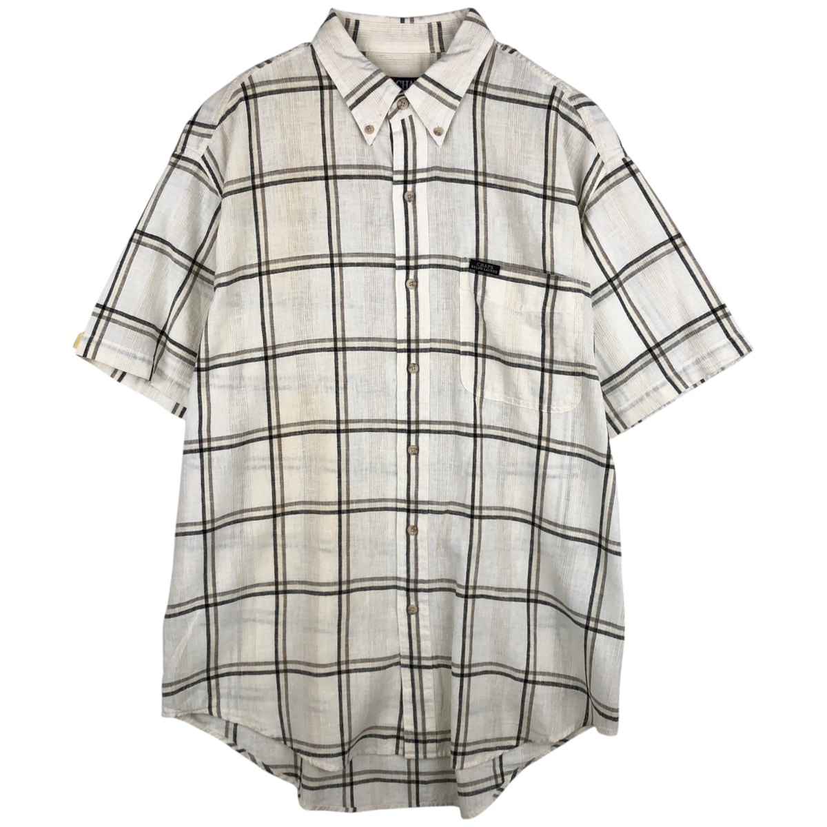 古着 ラルフローレン Ralph Lauren CHAPS チャップス チェック柄 半袖 リネン×コットン ボタンダウンシャツ メンズL相当 ボタンダウン 半袖/eaa614510
