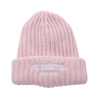 シュプリーム Supreme Classic Logo Chunky Ribbed Beanie ニット帽 ニットキャップ 帽子 アクリル レディース ピンク系 【中古】
