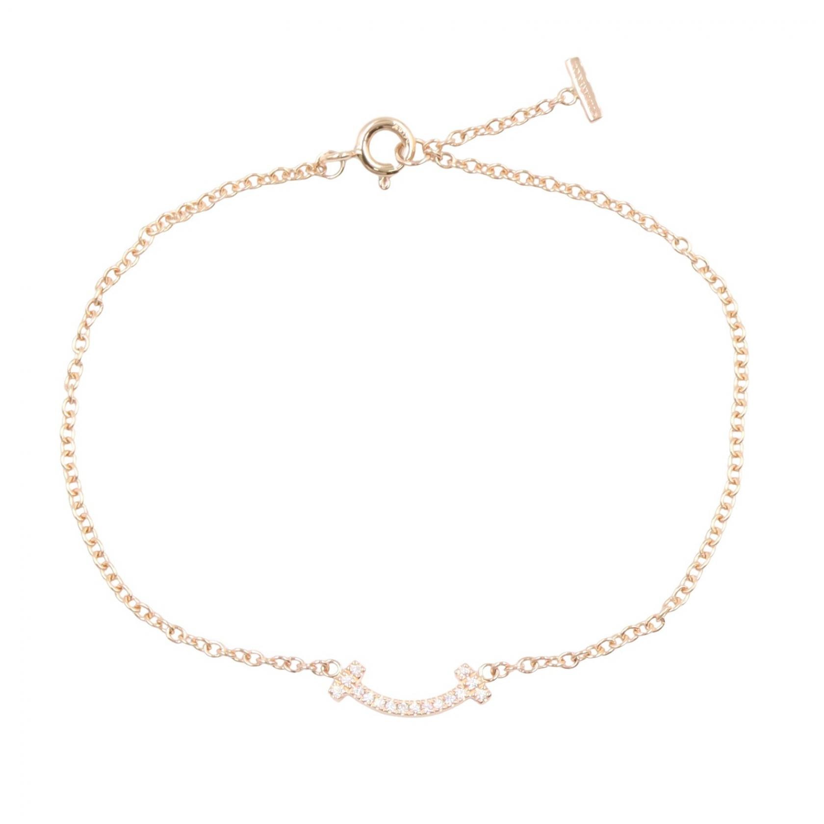 ティファニー TIFFANY&CO Tスマイル ミニ ブレスレット ダイヤ ブレスレット アクセサリー K18PG(ピンクゴールド) ダイヤモンド レディース ゴールド系 / クリア系 62994541 【中古】