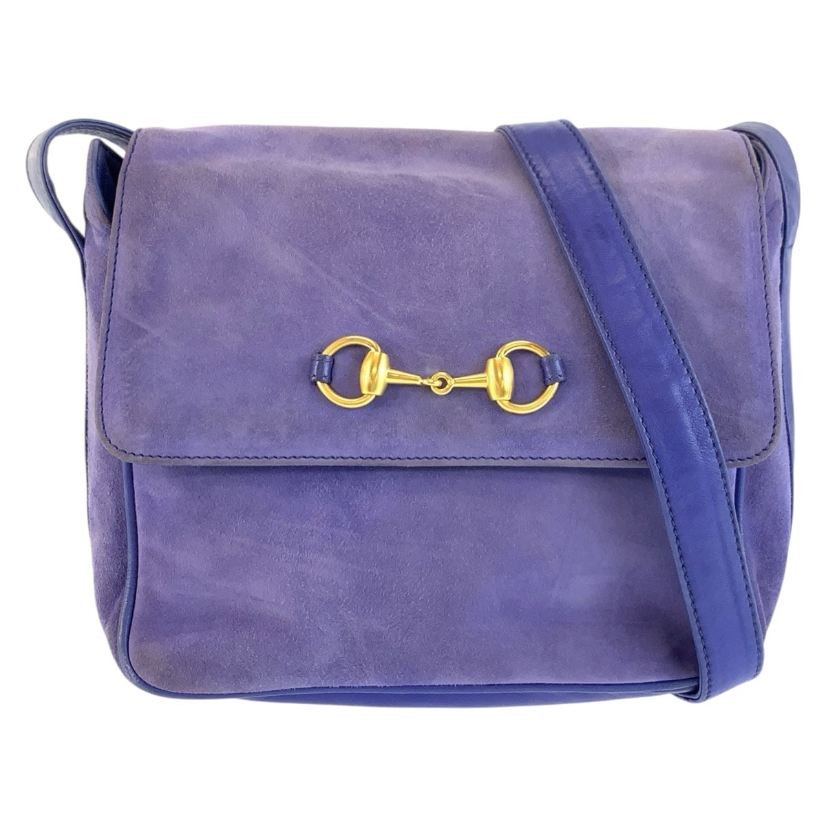 GUCCI グッチ ホースビット パープル ゴールド金具 スウェード ショルダーバッグ ポシェット 604697 【中古】