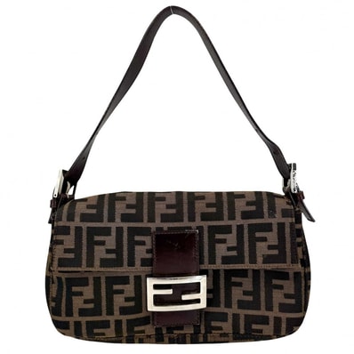 FENDI フェンディ ショルダーバッグ 肩掛け マンマバケット ズッカ 26424 キャンバス レザー ブラウン 茶 シルバー金具 レディース【中古品】
