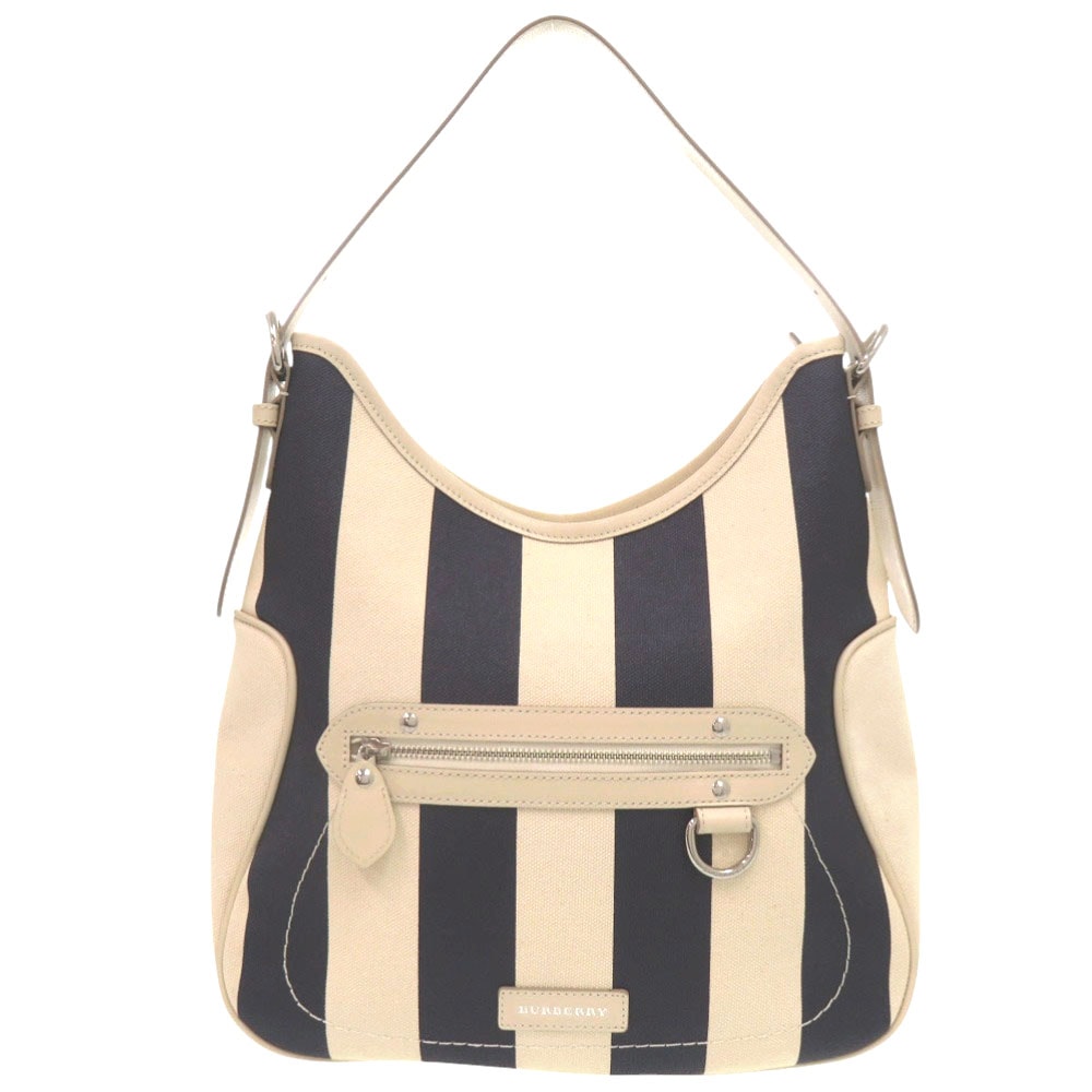バーバリー  ストライプ ホーボー ワンショルダー   キャンバス