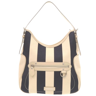 バーバリー ストライプ ホーボー ワンショルダー キャンバス