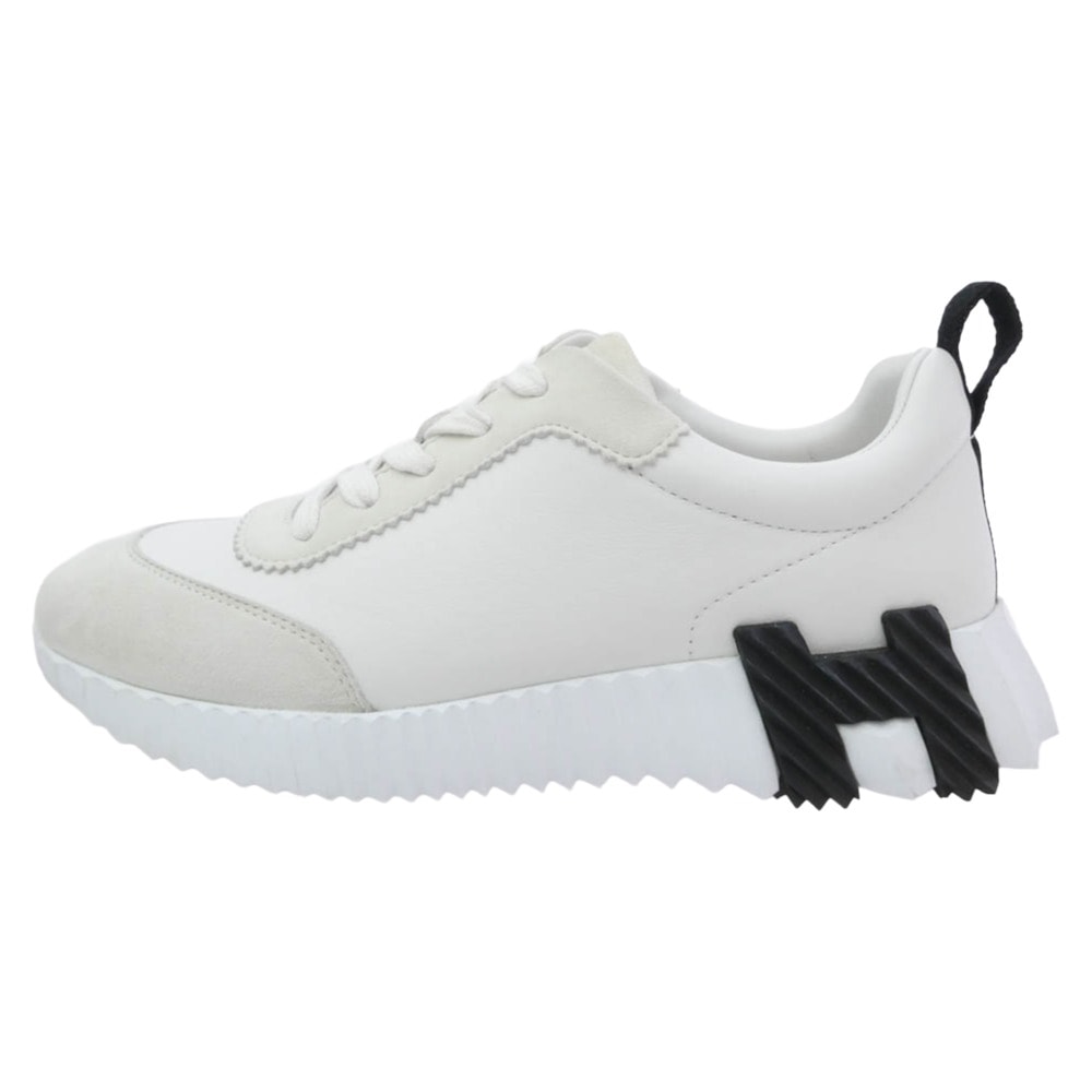 HERMES エルメス スニーカー バウンシング レザー スエード スニーカー ホワイト系 ブラック系 35【中古】