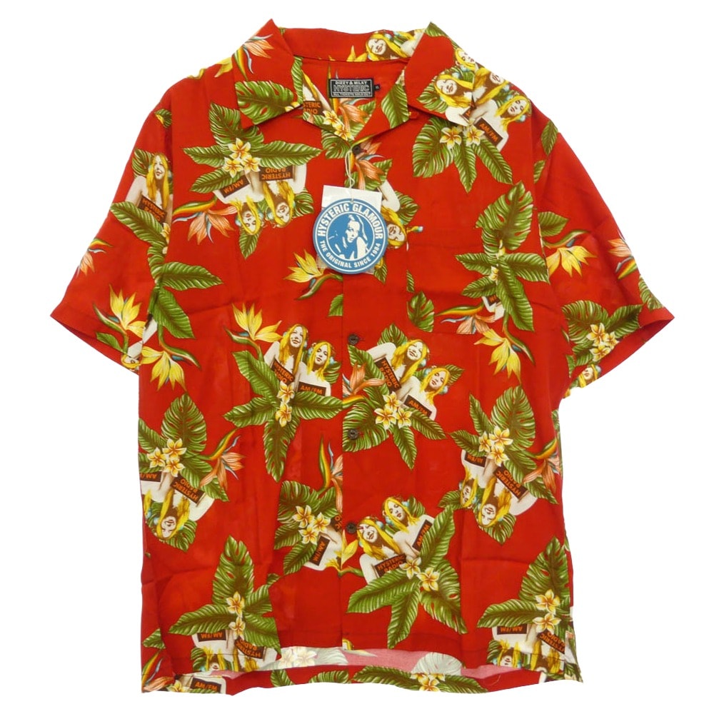 HYSTERIC GLAMOUR ヒステリックグラマー 25SS 02251AH11 DIZZY & MILKY TROPICCHANNEL ディジー ミルキー トロピックチャンネル 開襟 半袖 総柄 シャツ XL【新古品】【未使用】【中古】