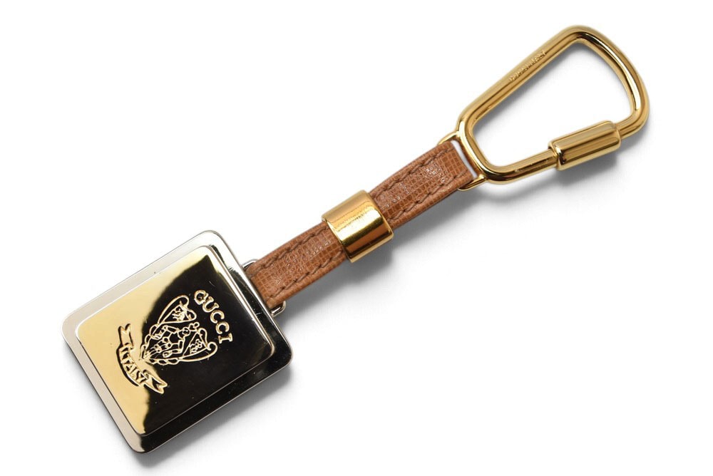 グッチ キーリング/キーホルダー GUCCI ヴィンテージ オールドグッチ クレストプレート ゴールド【中古】