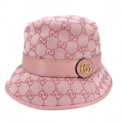 GUCCI グッチ ハット GGキャンバス バケットハット ファッションアイテム Mサイズ 総柄 帽子 748476 コットン ポリエステル ピンク レディース【中古品】