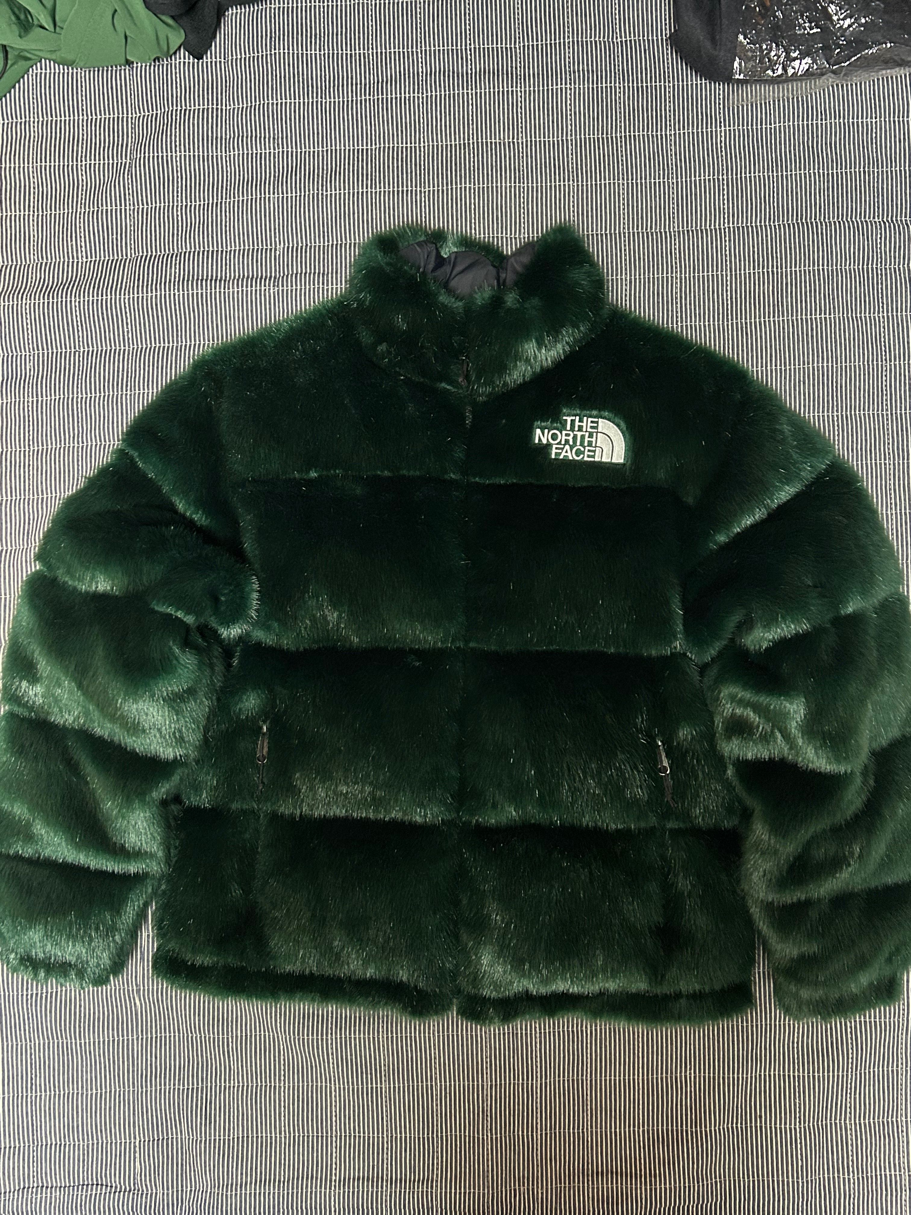 Supreme x The North Face Faux Fur Nuptse Jacket "Green"