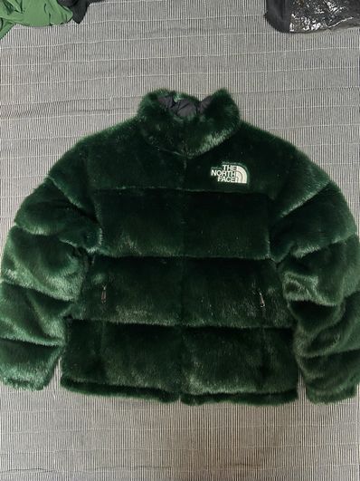 Supreme x The North Face Faux Fur Nuptse Jacket "Green"