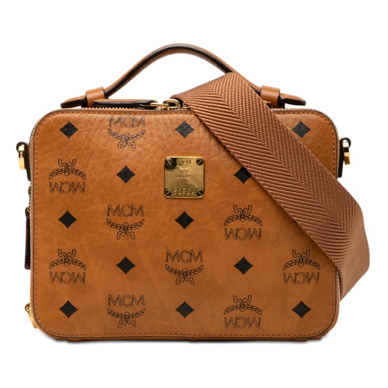 エム シー エム ヴィセトス ロゴグラム ハンドバッグ ショルダーバッグ 2WAY ブラウン PVC レザー レディース MCM 【中古】