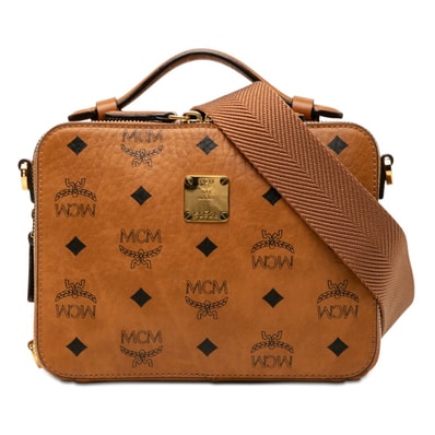 エム シー エム ヴィセトス ロゴグラム ハンドバッグ ショルダーバッグ 2WAY ブラウン PVC レザー レディース MCM 【中古】