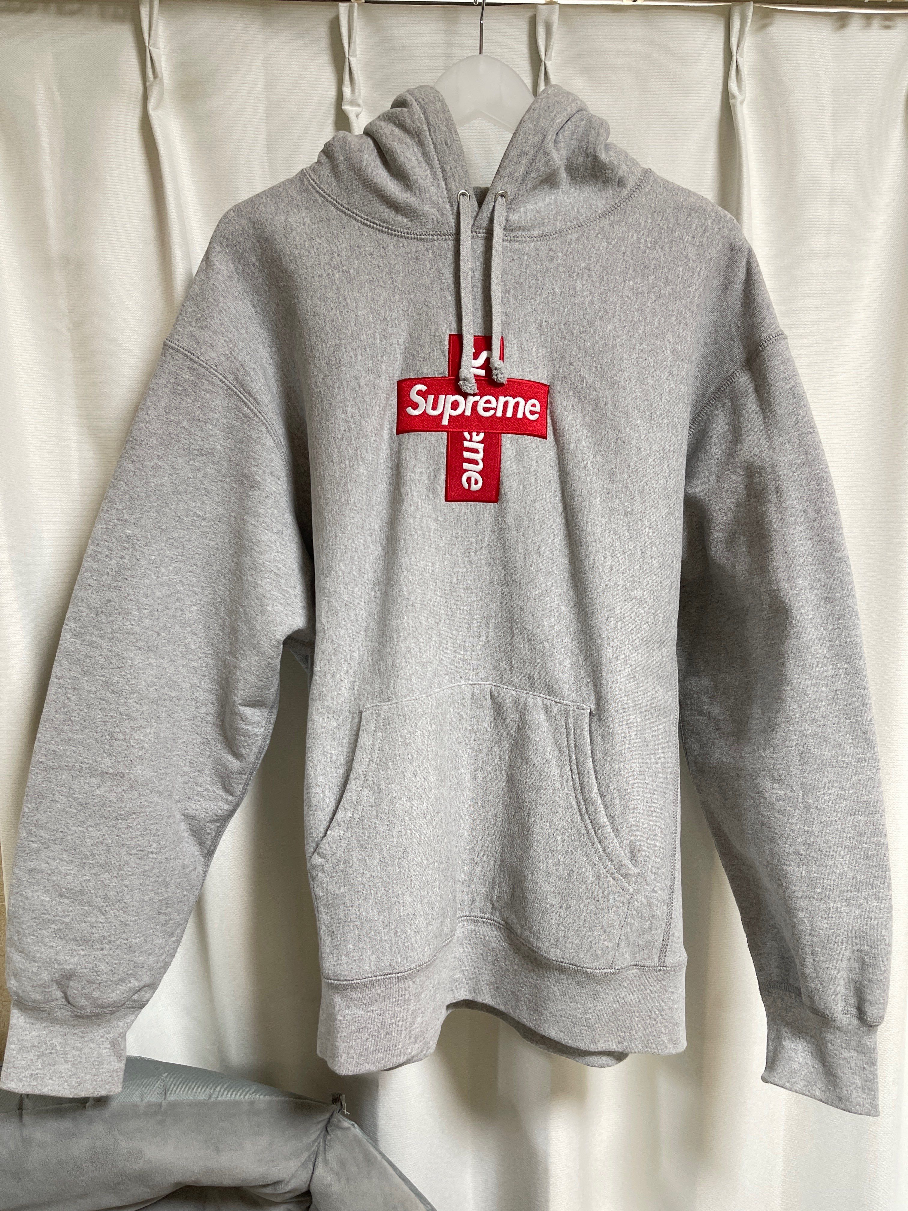 Supreme Cross Box Logo Hooded Sweatshirt "Grey"