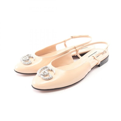 グッチ GUCCI ダブルG バレエシューズ サンダル 靴 パテントレザー レディース ベージュ系 【中古】