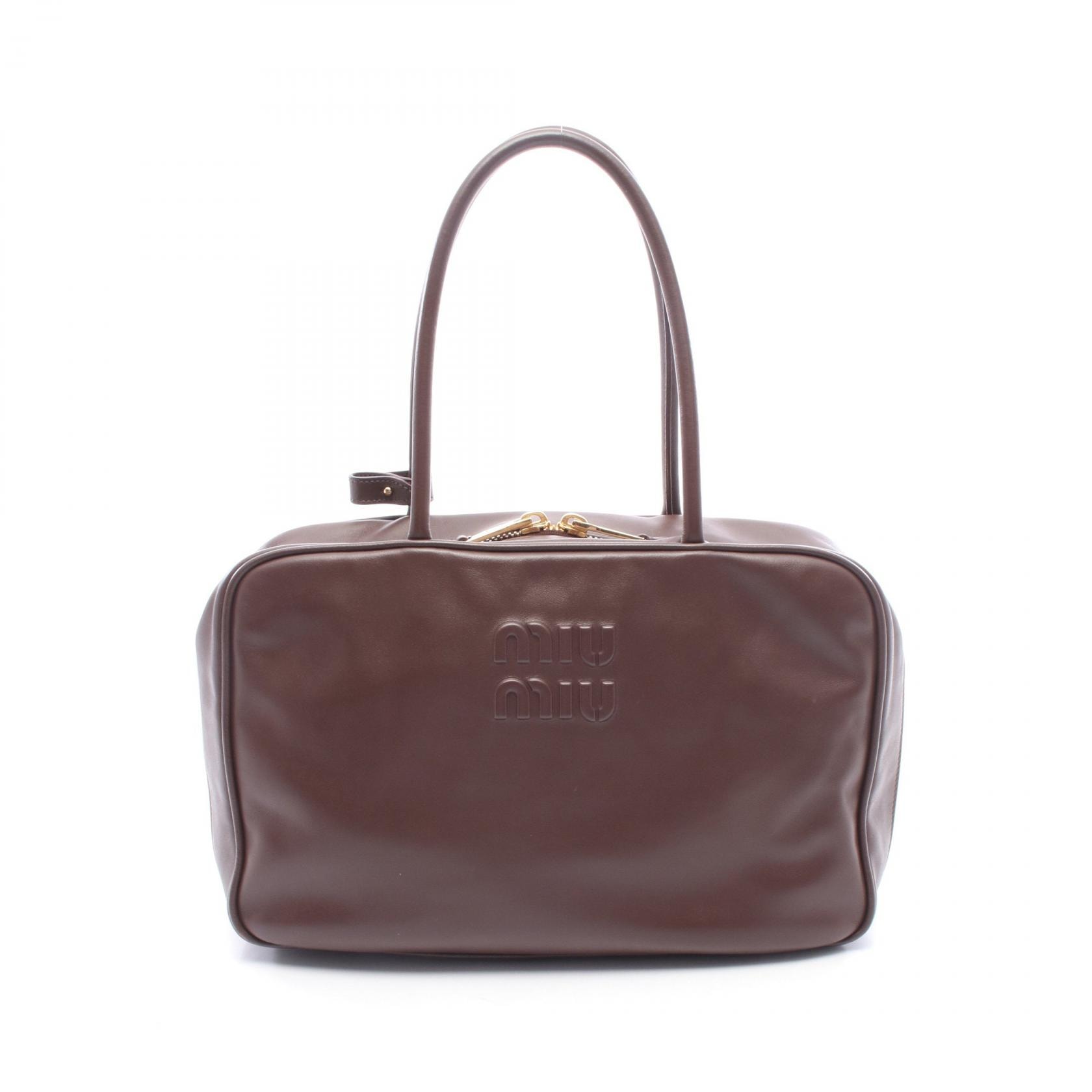 ミュウ ミュウ Miu Miu ボー ハンドバッグ バッグ レザー レディース ブラウン系 5BB117 【中古】