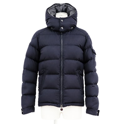 MONCLER モンクレール ダウンジャケット MONTGENEVRE モンジュネーブル サイズ 0 メンズ ロゴ ワッペン アームポケット ウール100% アウター ネイビー 紺 ルーマニア製