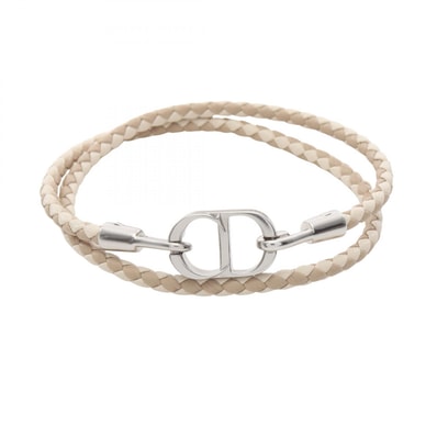 ディオール Dior CD Icon ブレイドレザー ダブル ブレスレット アクセサリー レザー ステンレススチール メンズ ベージュ系 / アイボリー系 / シルバー系 B1973HOMLE069L 【新品】