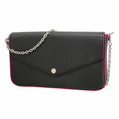 【6db1947-k】ルイヴィトン ショルダーウォレット エピ ポシェットフェリシー M64579 ノワール ホットピンク【中古】レディース