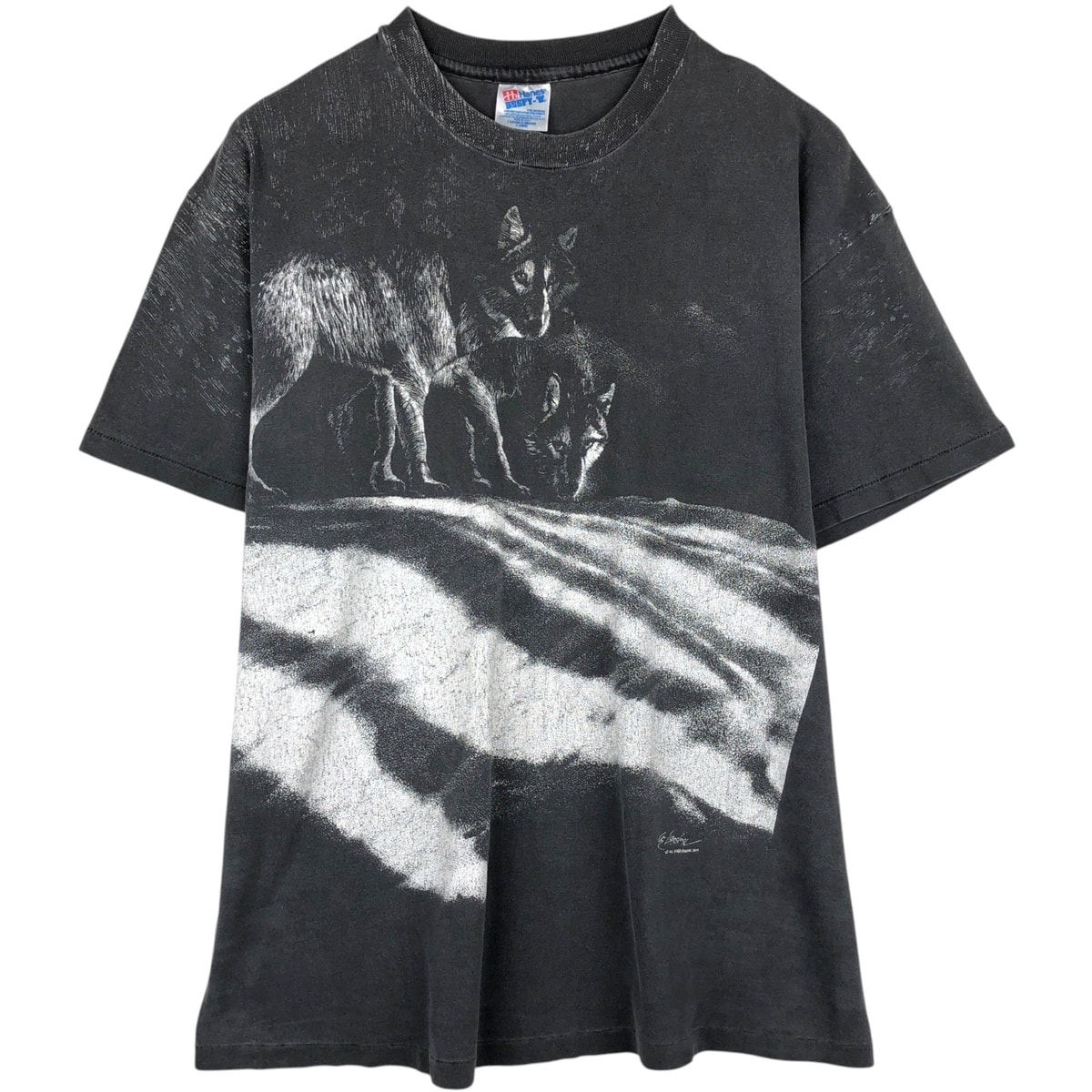 古着 90年代 ヘインズ Hanes BEEFY-T オオカミ柄 アニマルTシャツ USA製 メンズXL相当 ヴィンテージ/eaa652871