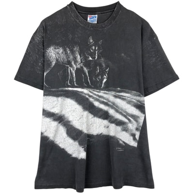 古着 90年代 ヘインズ Hanes BEEFY-T オオカミ柄 アニマルTシャツ USA製 メンズXL相当 ヴィンテージ/eaa652871
