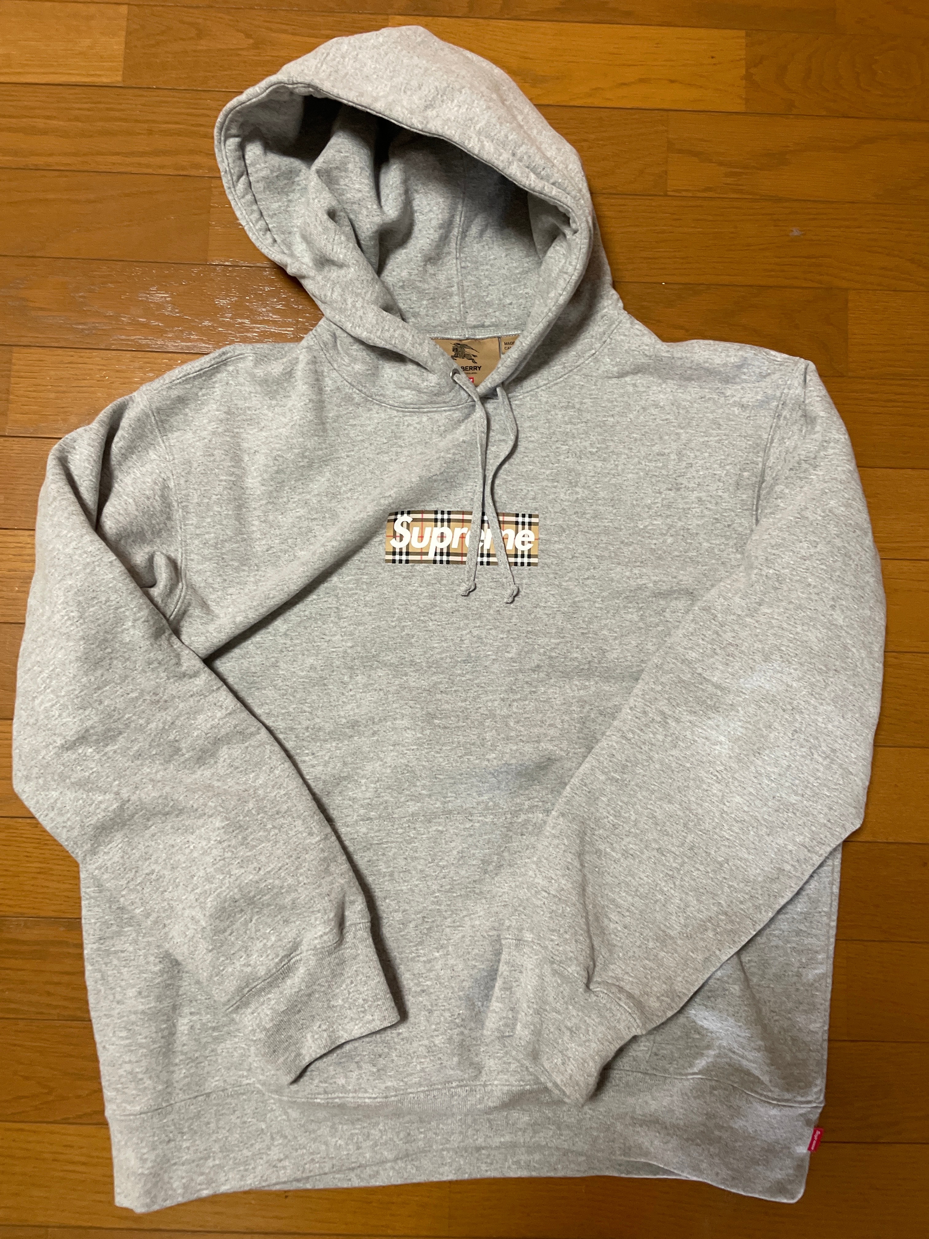 Supreme / Burberry Box Logo Hooded Sweatshirt "Heather Grey"