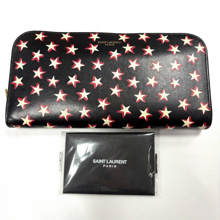 SAINT LAURENT PARIS ラウンドファスナー長財布 スター YSL 鑑定済み 正規品 サンローランパリ