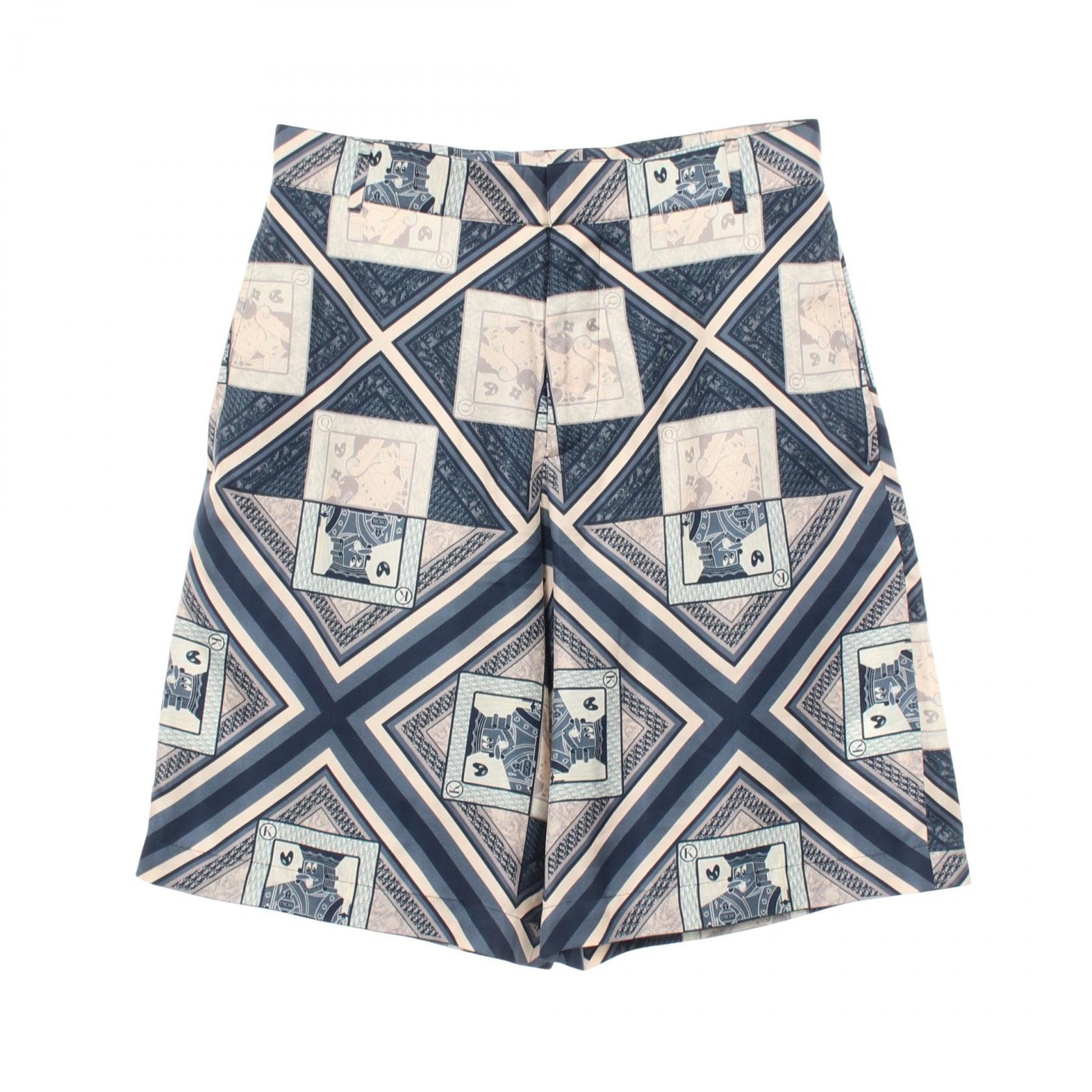 ディオール Dior DIOR × KENNY SCHARF Bermuda Shorts パンツ 衣料品 ボトムス シルク メンズ ネイビー系 / ホワイト系 013C121A5352 【中古】