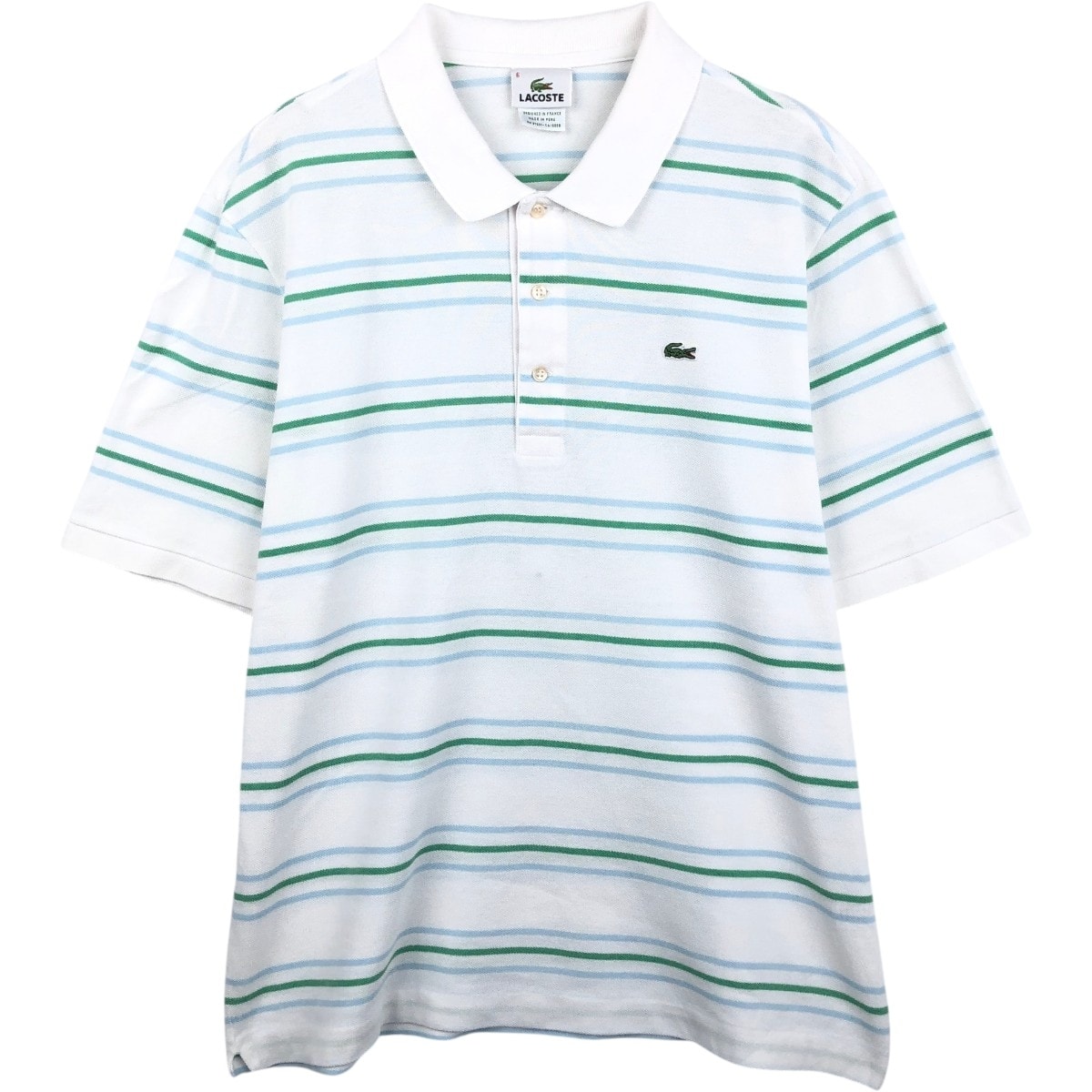 古着 ラコステ LACOSTE フランス企画 半袖 ボーダー ポロシャツ 6 メンズXL相当/eaa622996